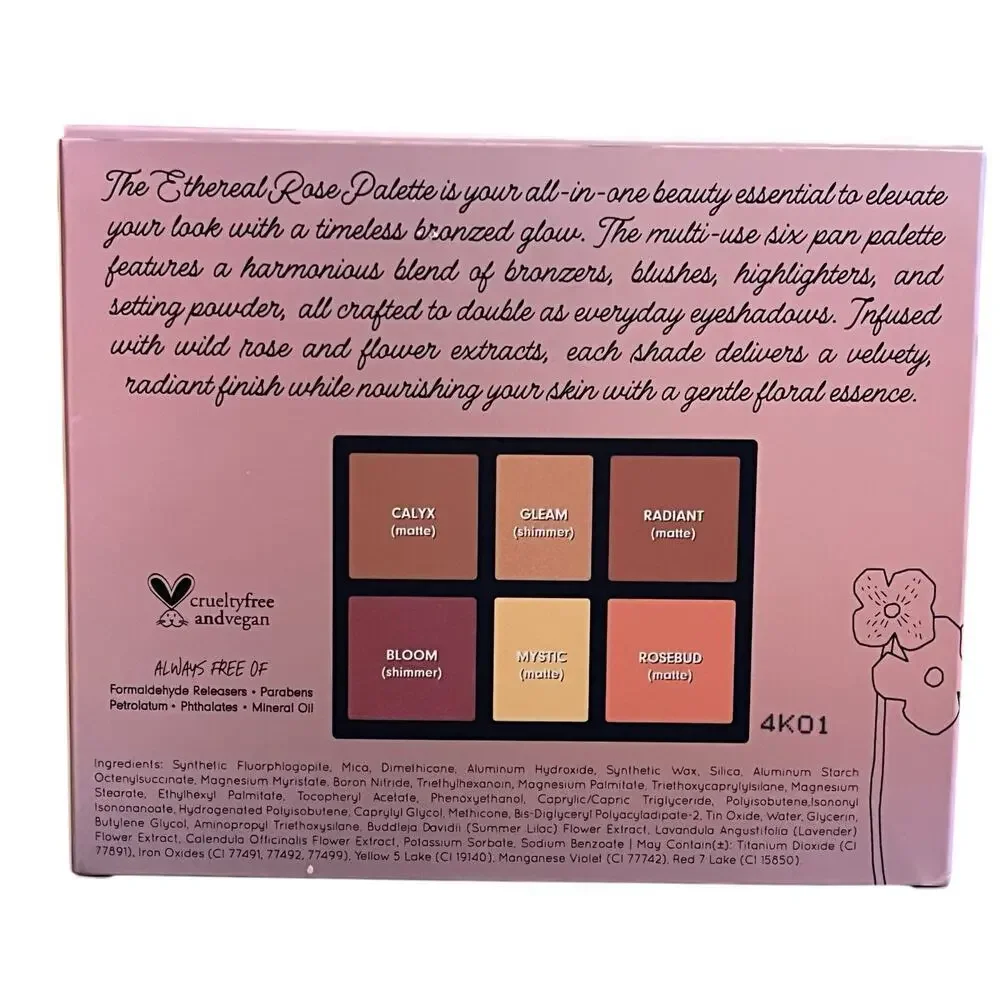 Wingme Ethereal Rose Face Eye Palette 6 Pan Blush Bronzer Highlighter